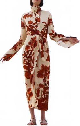 Johanna Ortiz Unmooring Wrap Dress In Ecru-Brown