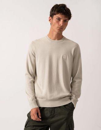 HUGO BOSS Mens BOSS Orange Kanovano Mens Crew Neck Jumper - Light Beige 271 - Tan - Size: 42
