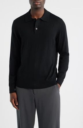 Nn.07 Serge 6584 Long Sleeve Wool Blend Polo Sweater in Black at Nordstrom Rack, Size Small