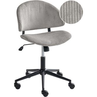 Beliani Office Chair Taupe Corduroy Seat and Backrest Swivel Desk Computer Adjustable Height Modern Home Office KIANA