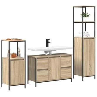 Berkfield Home Modern 3 Piece Bathroom Furniture Set Sonoma Oak Engineered Wood in Light Tan