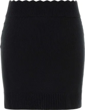 Chlo&eacute; Black Exterior: Wool Cashmere Gonne Skirt