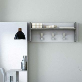 Terraneo Panel Para Colgar Ropa Con Estante Grande Y 3 Ganchos De Cemento Blanco