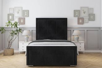 Sloomy Lancaster Naples Frame-Mattress - 50 Upholstered Headboard in Black | Size: Single