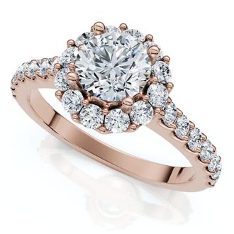 Pompeii3 1 1/2Ct Halo Diamond Engagement Ring 14k Gold Lab Grown