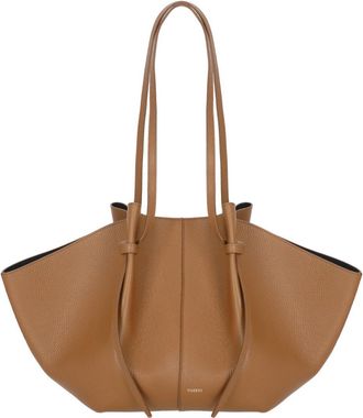 Yuzefi Spacious Pebbled Leather Tote Bag With Adjustable Handles