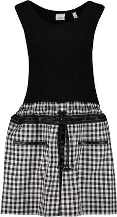 Burberry Jurk met ruitprint - Dames - Korte kleedjes - Zwart - XS - Katoen - Kleedjes