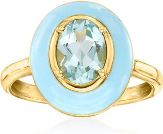 Ross-Simons Sky Blue Topaz Ring With Pastel Blue Enamel in 18kt Gold Over Sterling