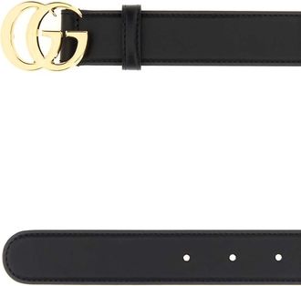 Gucci Womens Double G Buckle Leather Belt Black