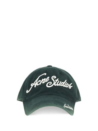 Acne Studios Womens Baseball Cap Dark Green Cotton Hat