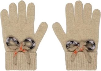 Burberry Guanti in lana e cashmere con fiocco Check - - Accessories - Donna - Beige - M