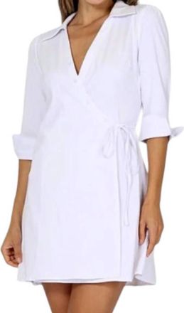 French Kyss Emily Wrap Side Tie Mini Dress In White