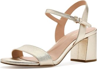 Cole Haan Josie Block Heel Womens Dress Sandals Soft Gold/Powder Leather : 10.5 B - Medium, Leather/Textile