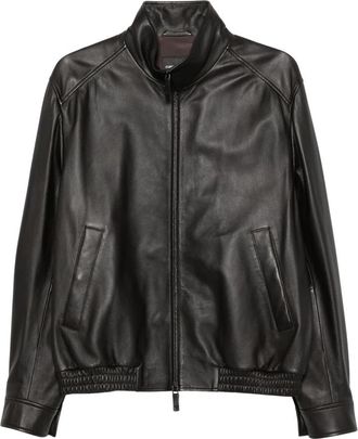 Emporio Armani Leren Blouson Jas - Heren - Leren en Su&egrave;de Jassen - Zwart - L - Leer - Jassen