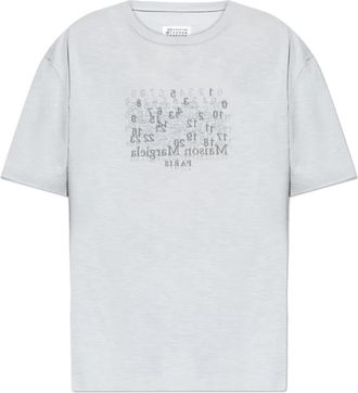 Maison Margiela Logo T-Shirt - Heren - T-shirts - Grijs - S - Katoen - Tops