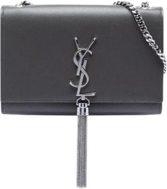 Saint Laurent Pre-owned Cross Body Bags, female, Black, Size: ONE SIZE Pre-owned Vintage Leather Crossbody Bag
