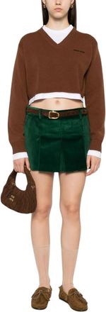 Miu Miu Green Solid Mini Skirt