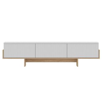 Calicosy Mueble de tv 3 puertas estriadas l180 cm - blanco y madera