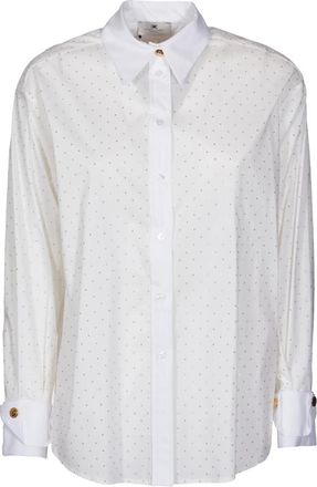 Elisabetta Franchi Witte Blouse met Metalen Strass - Dames - Overhemden - Wit - XS - Overhemden