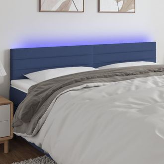 vidaXL Cabecero Con Led De Tela Azul 160x5x78/88 Cm Vidaxl