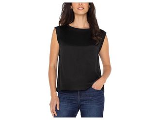 Liverpool L.A. Sleeveless Woven To Knit Top Womens Clothing Black : MD, Viscose