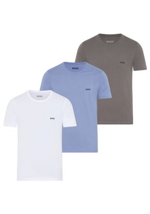 HUGO BOSS T-Shirt BOSS TShirtRN 3P Classic, Herren, Gr. XXL, wei&szlig;, grau, blau, Jersey, Obermaterial: 100% Baumwolle, regular fit, Rundhals, eingesetzt normaler 