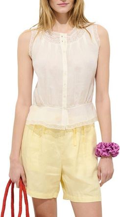 Alex Mill Collette Lace Trim Ruffle Sleeveless Top in Ivory at Nordstrom, Size X-Small