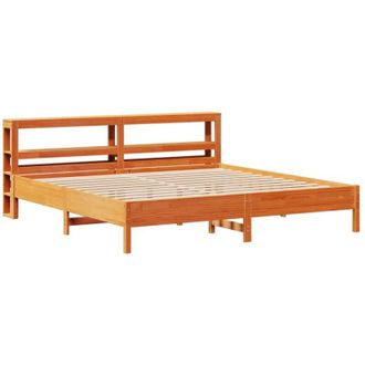vidaXL Cama Sin Colch&oacute;n Madera Maciza De Pino Marr&oacute;n Cera 200x200 Cm Vidaxl