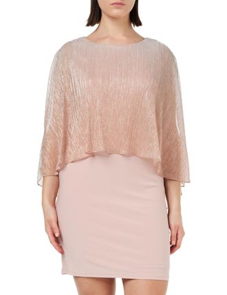 Gina Bacconi Foil Cape Chiffon Cocktail Dress, Rose Pink, 12