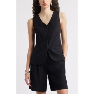 Nordstrom Long Menswear Vest in Black at Nordstrom Rack, Size Xx-Small