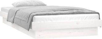 vidaXL Vidaxl - Estructura Cama Individual Led Sin Colch&oacute;n Madera Maciza Blanco