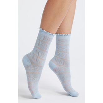 Casa Clara Love Krista Cotton Blend Pointelle Crew Socks in Blue at Nordstrom