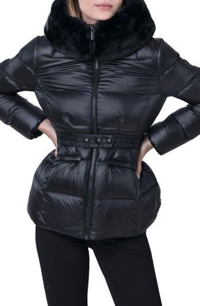 The Recycled Planet Lux Faux Fur Lined Water Resistant Recycled Nylon Down Puffer Jacket in Black at Nordstrom, Size X-Large
