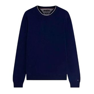 Tommy Hilfiger Jersey de cuello redondo con ribete Regular Fit - Knitwear - Hombre - Azul - 2XL