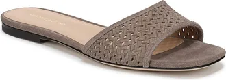 Veronica Beard Myla Perforated Slide Sandal in Bark at Nordstrom, Size 9.5