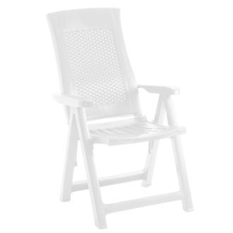 Dmora Silla De Exterior Alburni, Una Silla, Respaldo Reclinable Hecha En Italia, Multiposici&oacute;n, Blanca