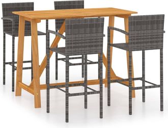 vidaXL Conjunto De Bar Para Jard&iacute;n 5 Piezas Gris Vidaxl