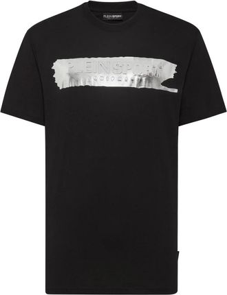 Plein Sport T-Shirt Ronde Hals Zilver Brush - Heren - Sportshirts - Zwart - 2XL - Katoen - Fitness