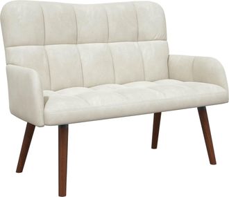 vidaXL Sof&aacute; De 2 Plazas Crema 115 X 61 X 87 Cm Terciopelo Vidaxl