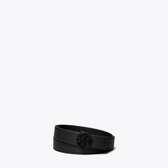 Tory Burch Womens 1 Miller Powder Coated Belt in Black/Black/Black, size XXS