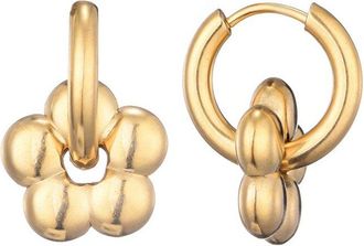 Adornia Adornia 18K Plated Stainless Steel Tarnish-Resistant Flower Huggie Hoop Earrings
