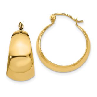 Diamond2Deal 10k Gold Polished 10.5mm Tapered Hoop Earrings