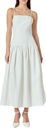 endless rose Drop Waist Sleeveless Linen Blend Maxi Dress in Ivory at Nordstrom, Size Medium
