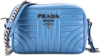 Prada Borsa a tracolla Diagramme mini in pelle trapuntata - Blu