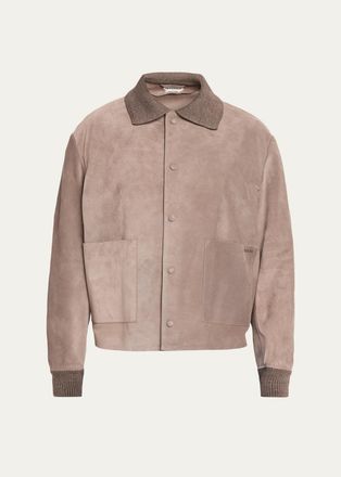 J.W.Anderson Mens Suede Knit-Trim Blouson