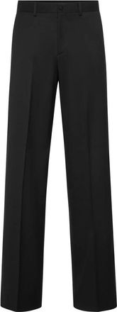 Philipp Plein Wool Wide Leg Broeken - Heren - Wijde Broeken - Zwart - XL - Katoen - Broeken