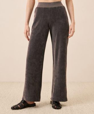 Pact Organic Cotton Pure Velour Wide Leg Pant in Graphite at Nordstrom, Size Xx-Large 29