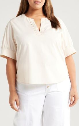 Wit & Wisdom Cuffed Elbow Sleeve Top in Stone at Nordstrom, Size X-Large