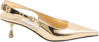 Jimmy Choo London Amel 50 Metallic Slingback Pumps - Dames - Pumps - Geel - 36 EU - Leer - Schoenen