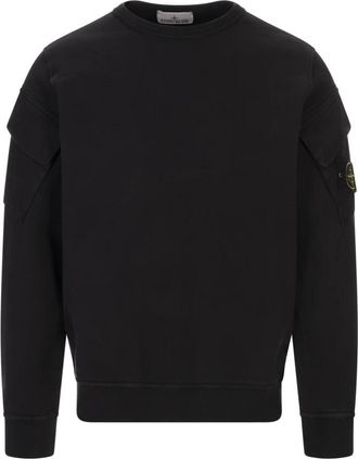 Stone Island Sweatshirt met ronde hals en raglanmouwen - Heren - Sweatshirts - Zwart - S - Katoen - Hoodies & sweatvesten